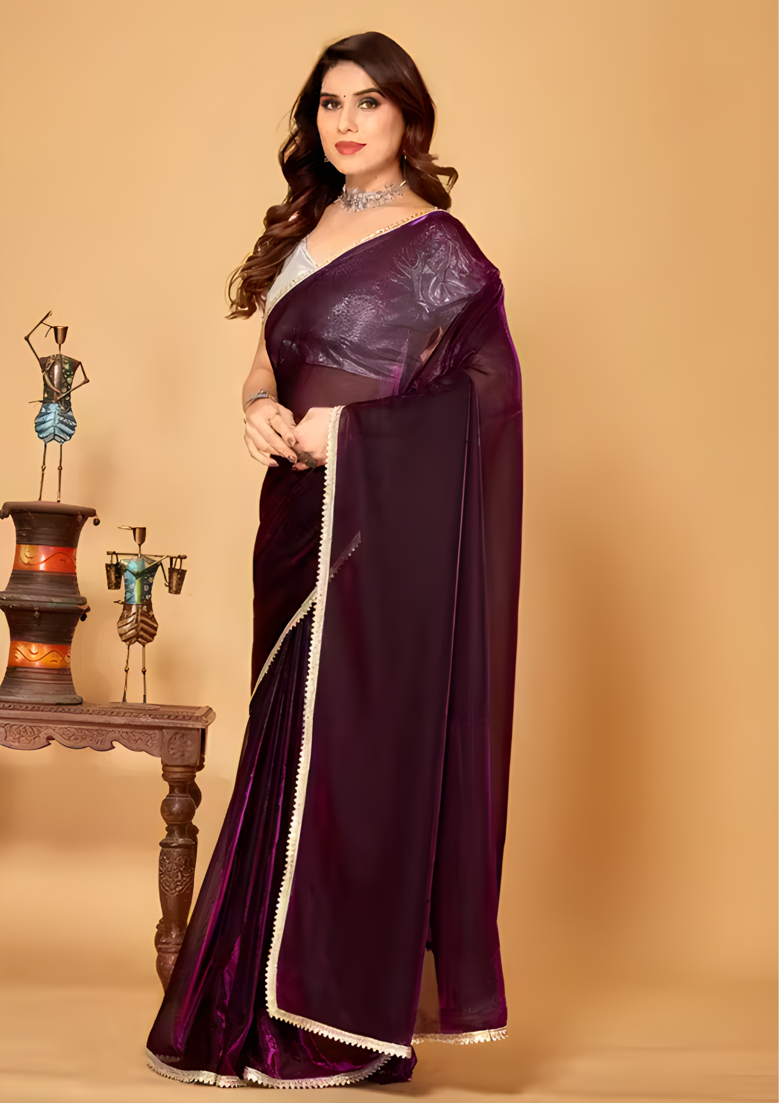 Silk Blend Embellished Saree
