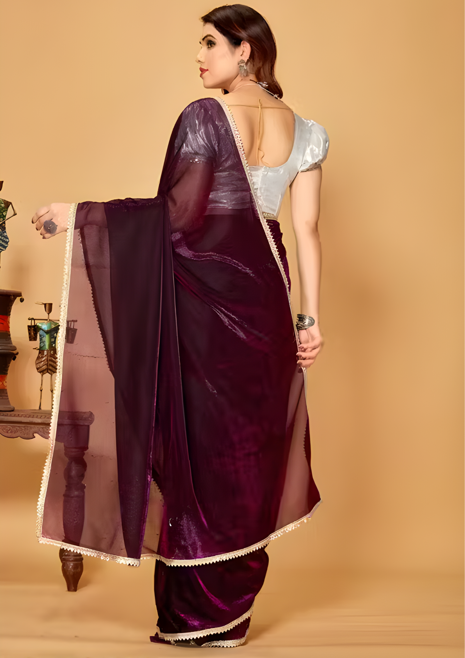 Silk Blend Embellished Saree