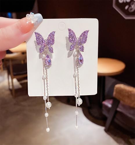 Charming Purple Colour Butter fly Design Korean Earring